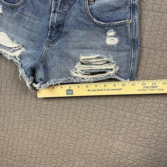 RVCA Denim Shorts Women 27 Blue Boyfriend Fit Distressed Surfer Summer - Picture 11 of 12